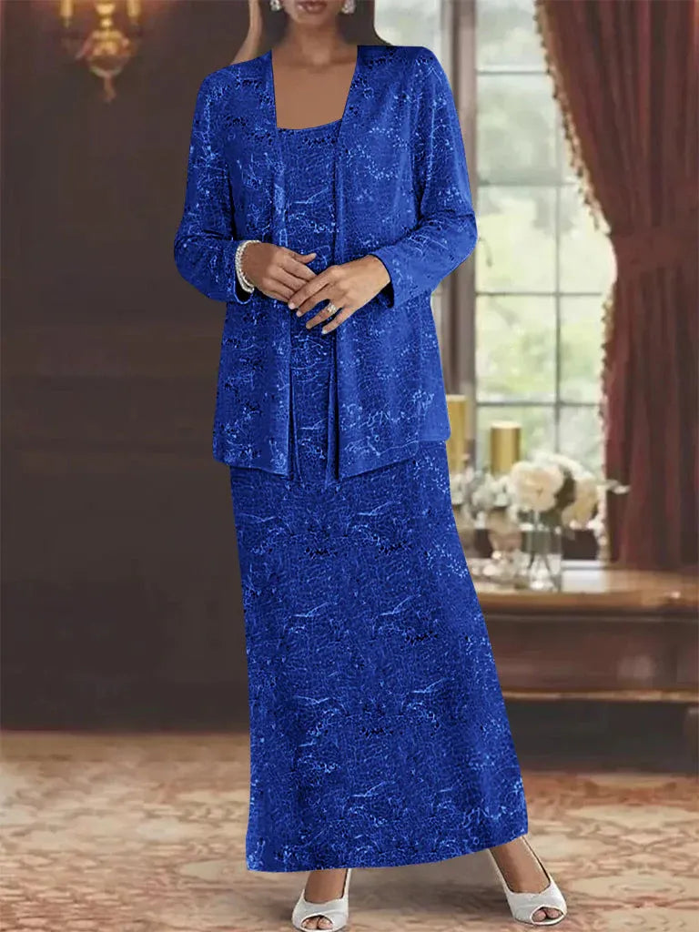 Chiffon-Brautmutterkleider mit Pailletten und Jacke