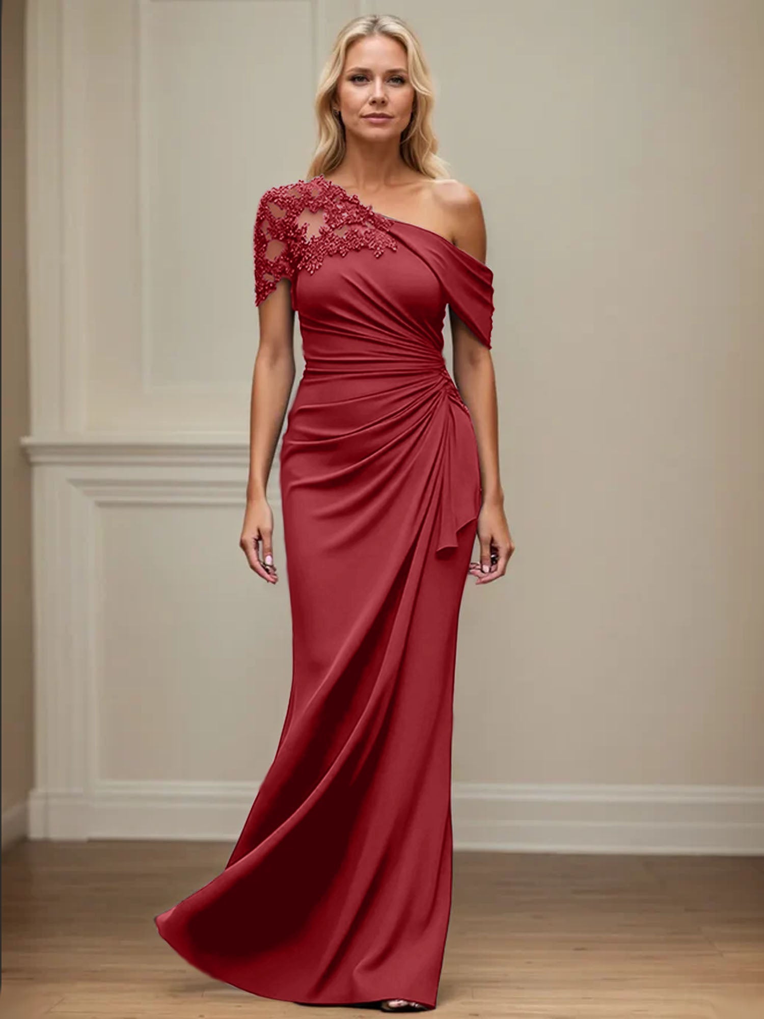 Trumpet/Meerjungfrau Mutter-der-Braut-Kleid mit asymmetrischem Schnitt und Applikationen