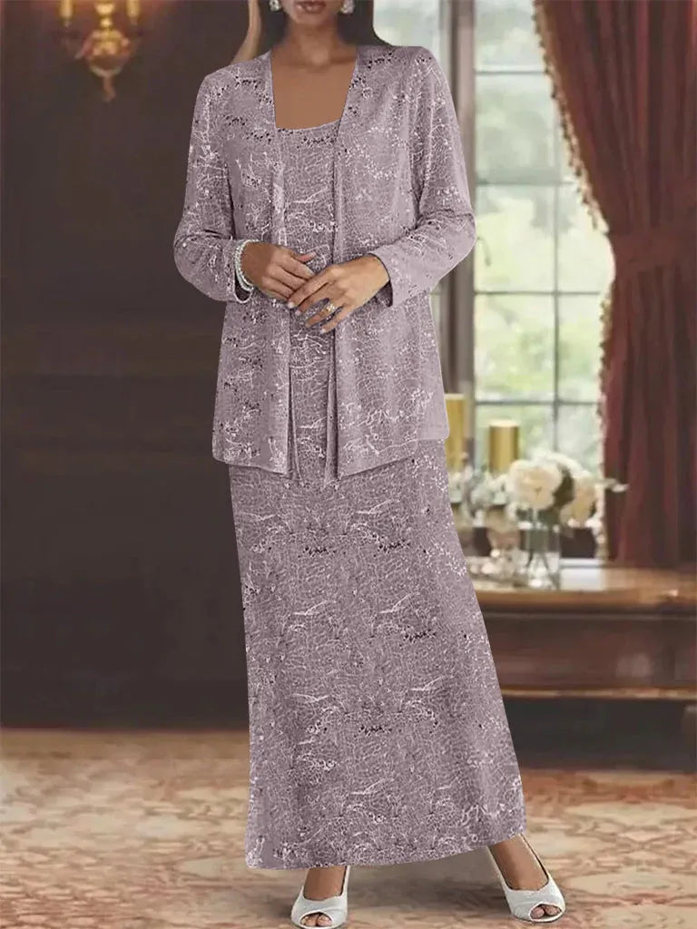 Chiffon-Brautmutterkleider mit Pailletten und Jacke