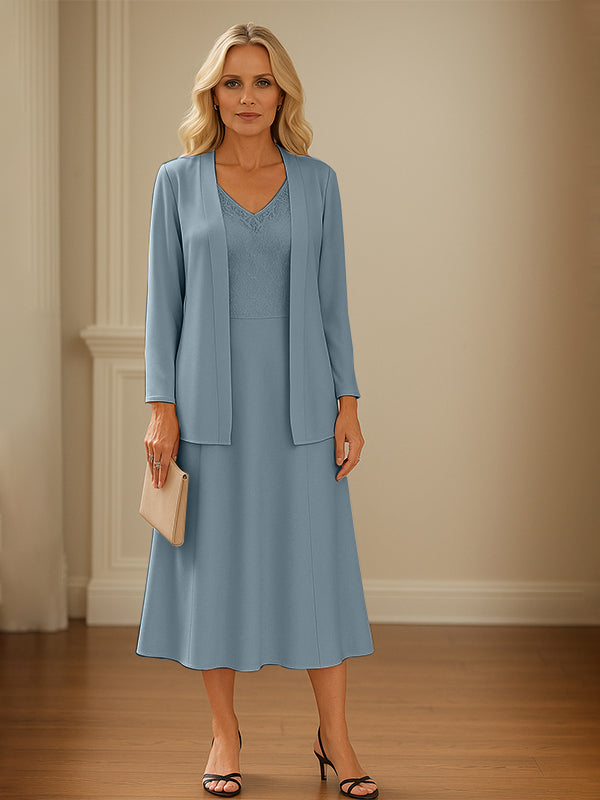 Chiffon-Rock Kleid für Mutter der Braut mit offenem Jackett