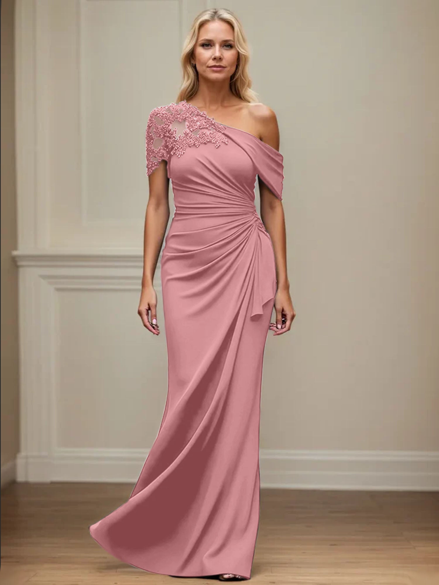 Trumpet/Meerjungfrau Mutter-der-Braut-Kleid mit asymmetrischem Schnitt und Applikationen