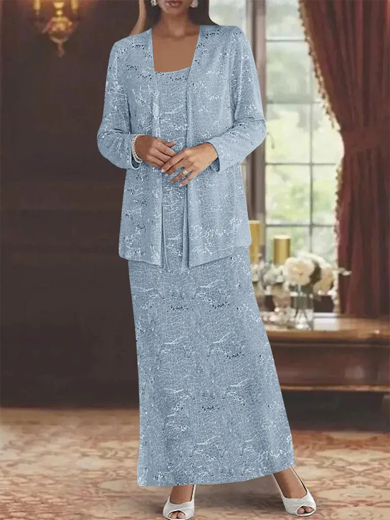 Chiffon-Brautmutterkleider mit Pailletten und Jacke