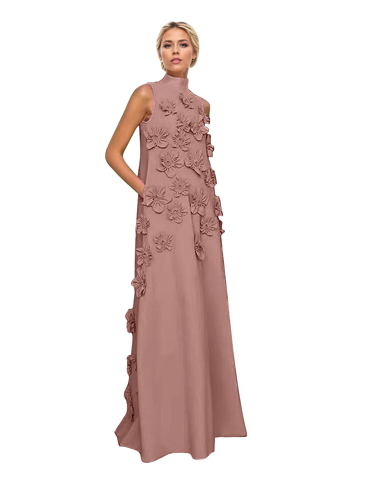 Vestido Longo Hank com Aplicação de Flores