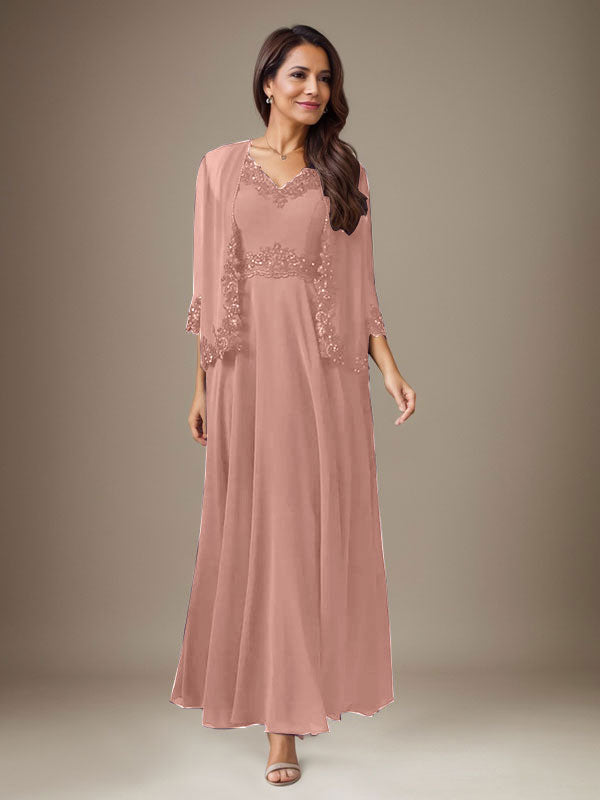 Pflaume A-Linie Pailletten Chiffon Kleid