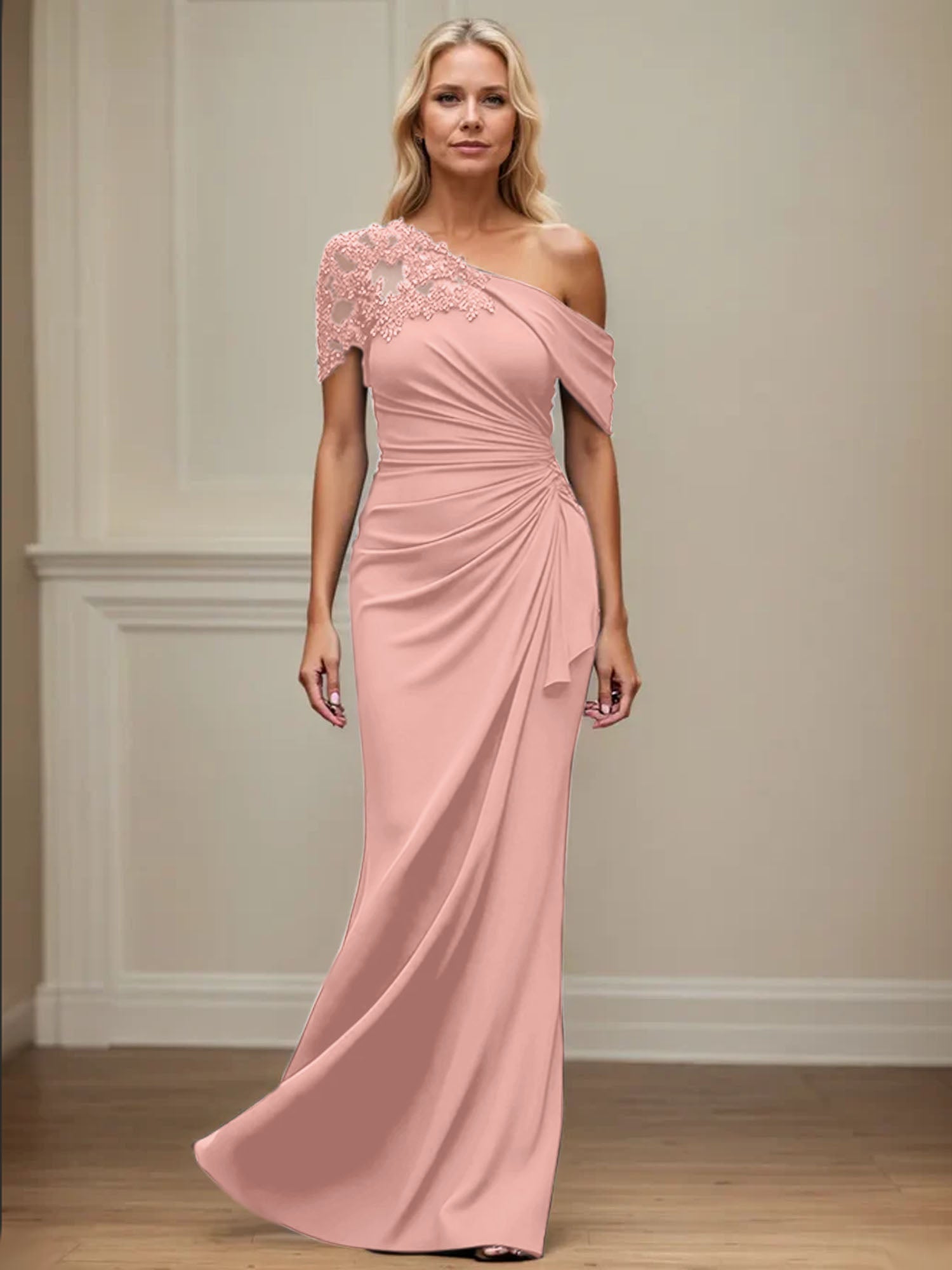 Trumpet/Meerjungfrau Mutter-der-Braut-Kleid mit asymmetrischem Schnitt und Applikationen
