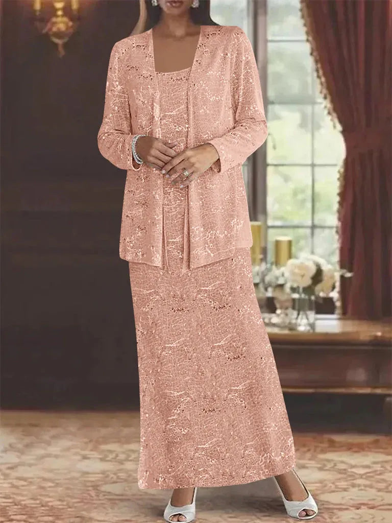 Chiffon-Brautmutterkleider mit Pailletten und Jacke