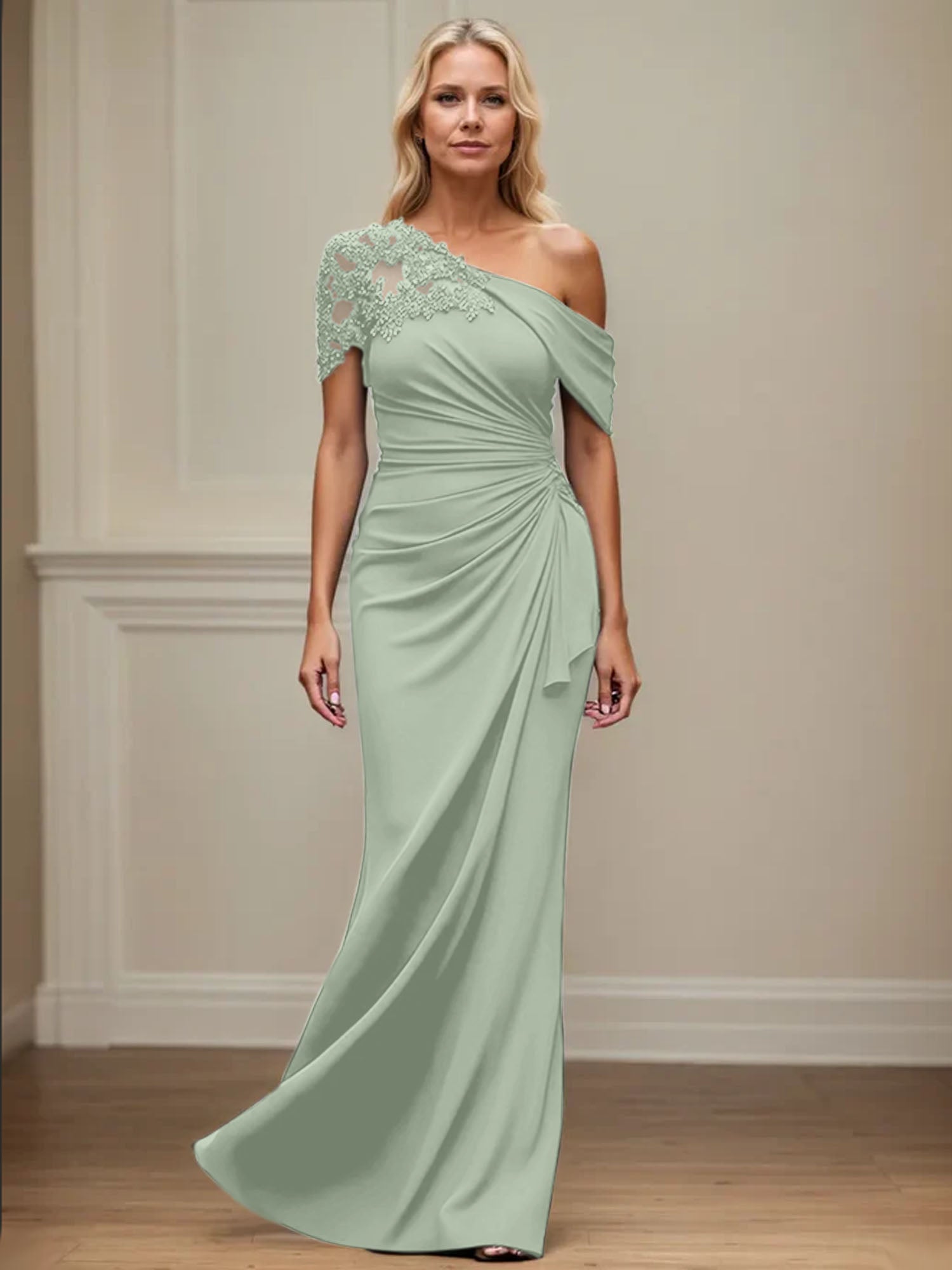 Trumpet/Meerjungfrau Mutter-der-Braut-Kleid mit asymmetrischem Schnitt und Applikationen