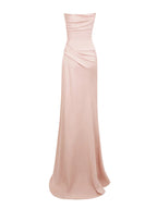 Pink Chiffon Off the Shoulder Floor Length Dress with Rhinestone Details