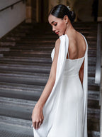 Elegant White Strapless Pleated Maxi Dress With Slit