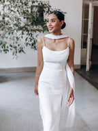 Elegant White Strapless Pleated Maxi Dress With Slit