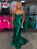 Smaragdgrünes Satin-Mermaid-Abendkleid mit Sweetheart-Ausschnitt