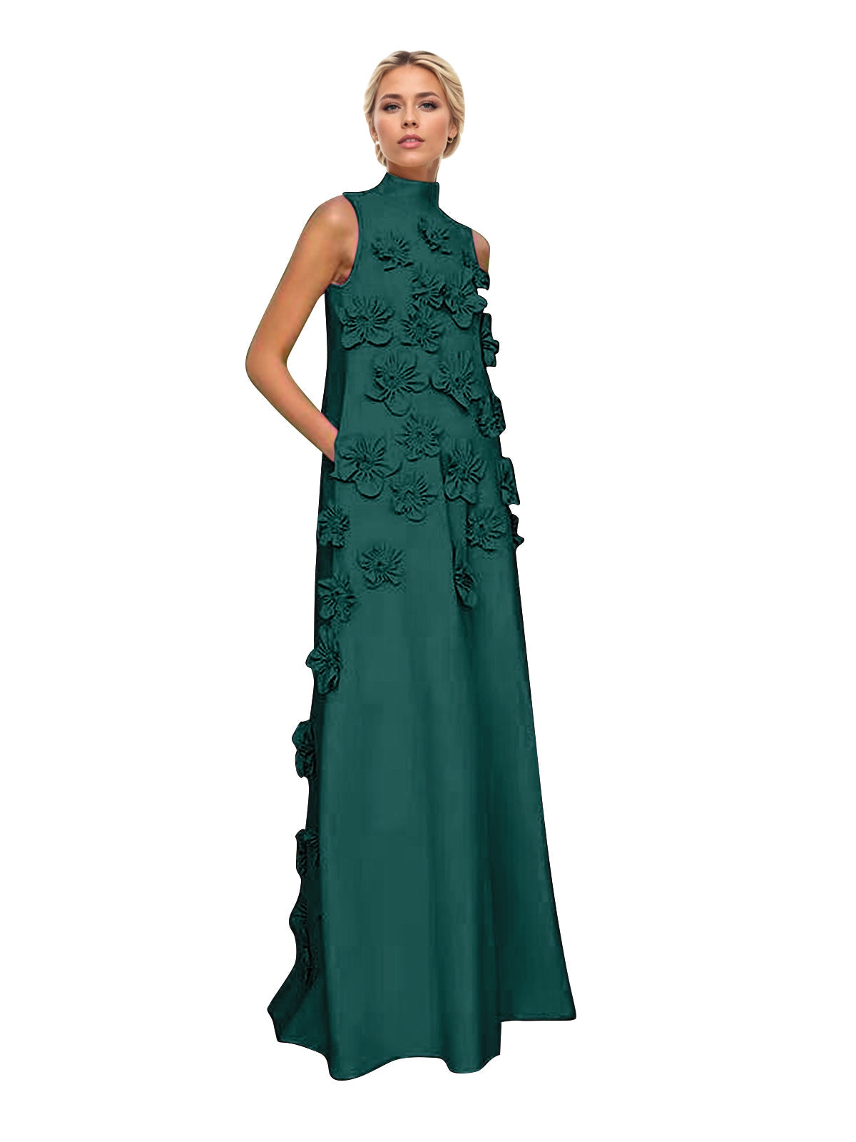 Vestido Longo Hank com Aplicação de Flores