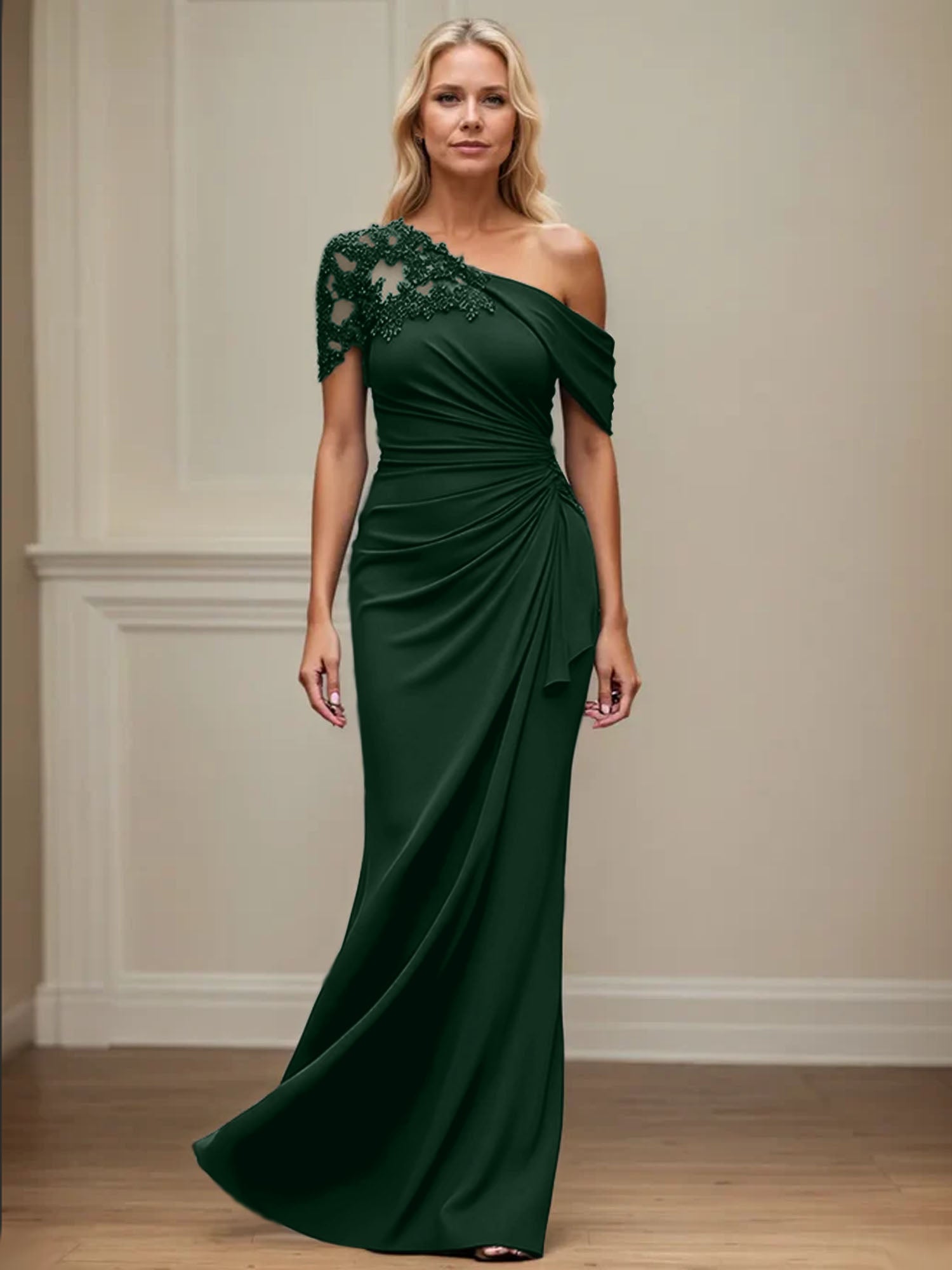 Trumpet/Meerjungfrau Mutter-der-Braut-Kleid mit asymmetrischem Schnitt und Applikationen