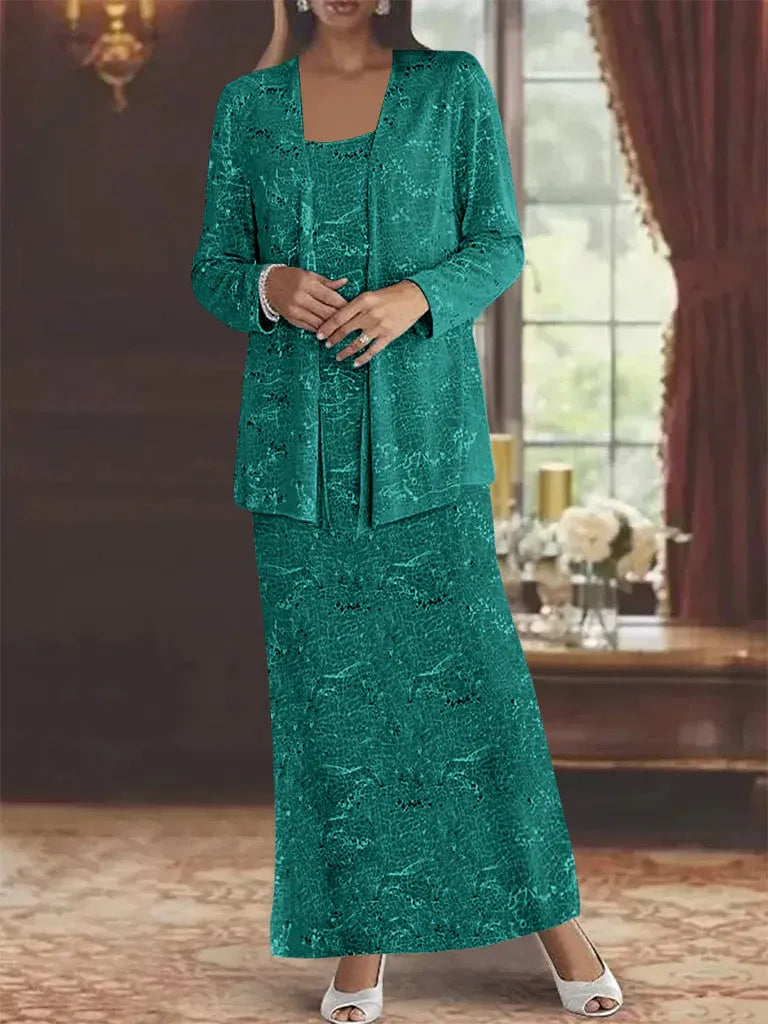 Chiffon-Brautmutterkleider mit Pailletten und Jacke