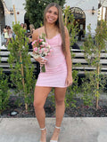 Fitted Spaghetti Straps Beaded Homecoming Dress