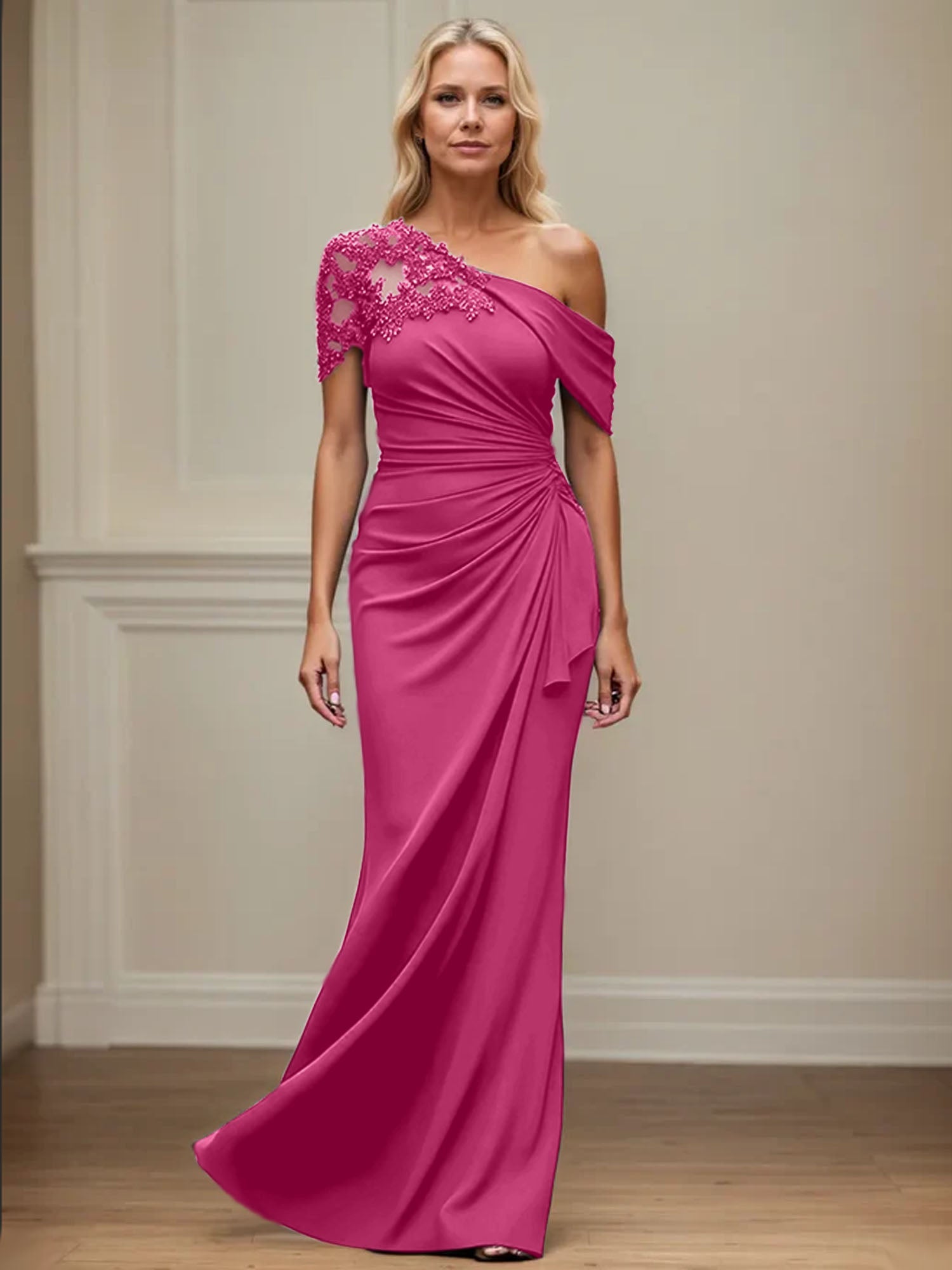 Trumpet/Meerjungfrau Mutter-der-Braut-Kleid mit asymmetrischem Schnitt und Applikationen