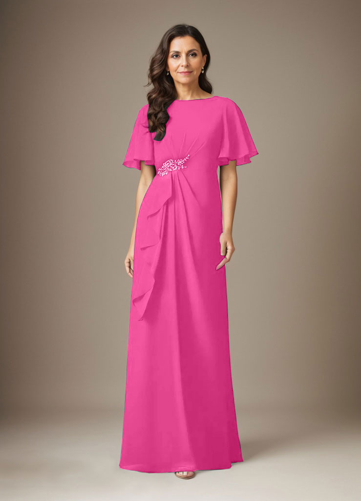 Dunkelmarineblaues Etuikleid mit Perlenbesatz aus Chiffon