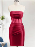 Fuchsia Bodycon Strapless Corset Short Homecoming Dress