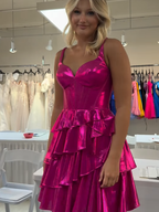Fuchsia Metallic A-Line Sweetheart Short Corset Homecoming Dress