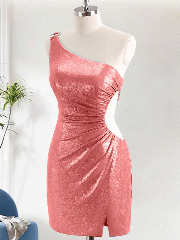 Fuchsia One Shouder Bodycon Short Homecoming Dress