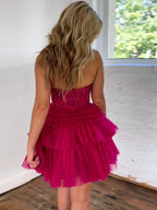 Fuchsia Sweetheart A-Line Short Tulle Homecoming Dress