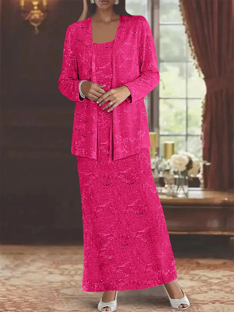 Chiffon-Brautmutterkleider mit Pailletten und Jacke