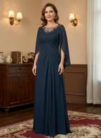 A-Linien/Prinzessin Ausschnitt bodenlanges Mutter der Braut Kleid mit Plissees & Pailletten
