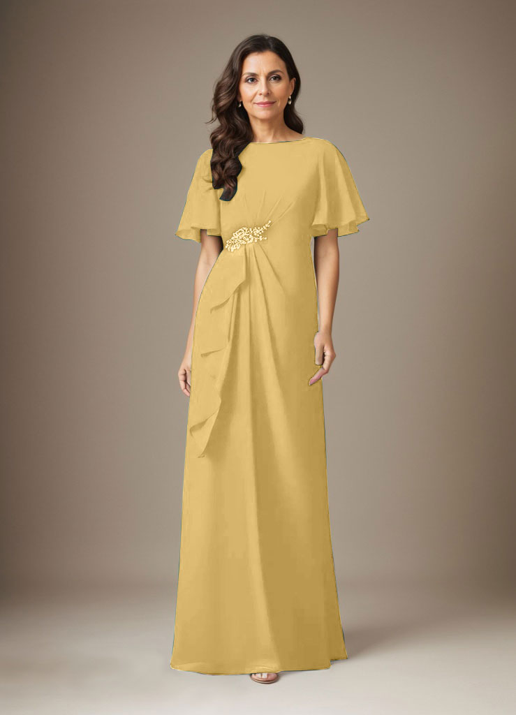 Dunkelmarineblaues Etuikleid mit Perlenbesatz aus Chiffon
