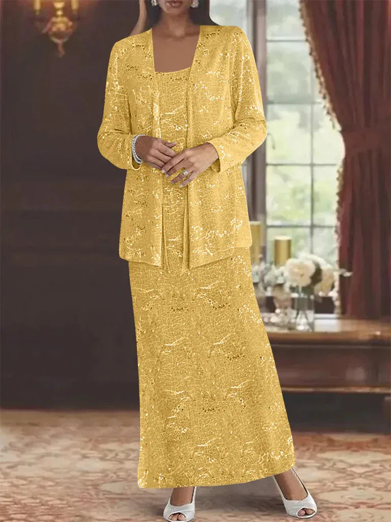 Chiffon-Brautmutterkleider mit Pailletten und Jacke