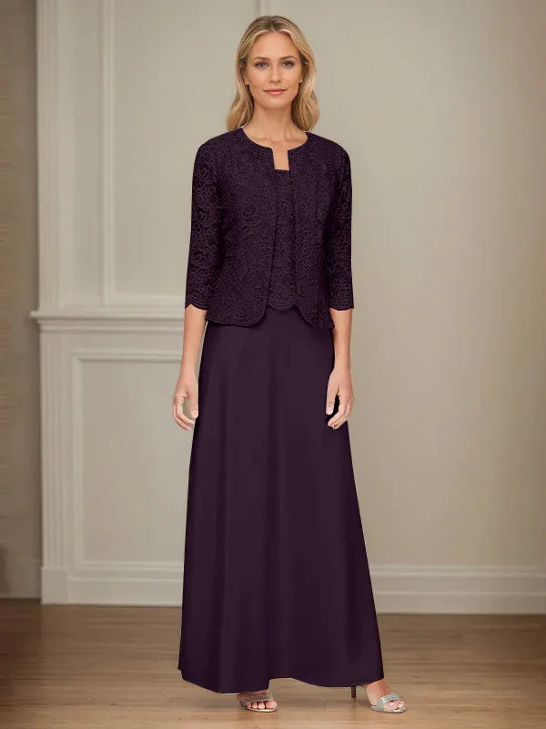 Glitzer Spitzen- & Satinrock Jackenkleid mit offener Jacke