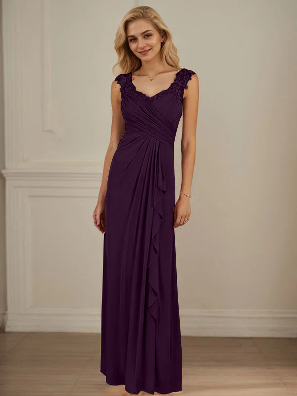 Champagner A-Linien Herzausschnitt Falten Mesh Kleid