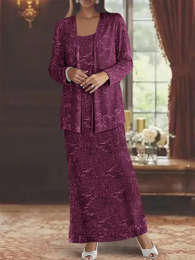 Chiffon-Brautmutterkleider mit Pailletten und Jacke