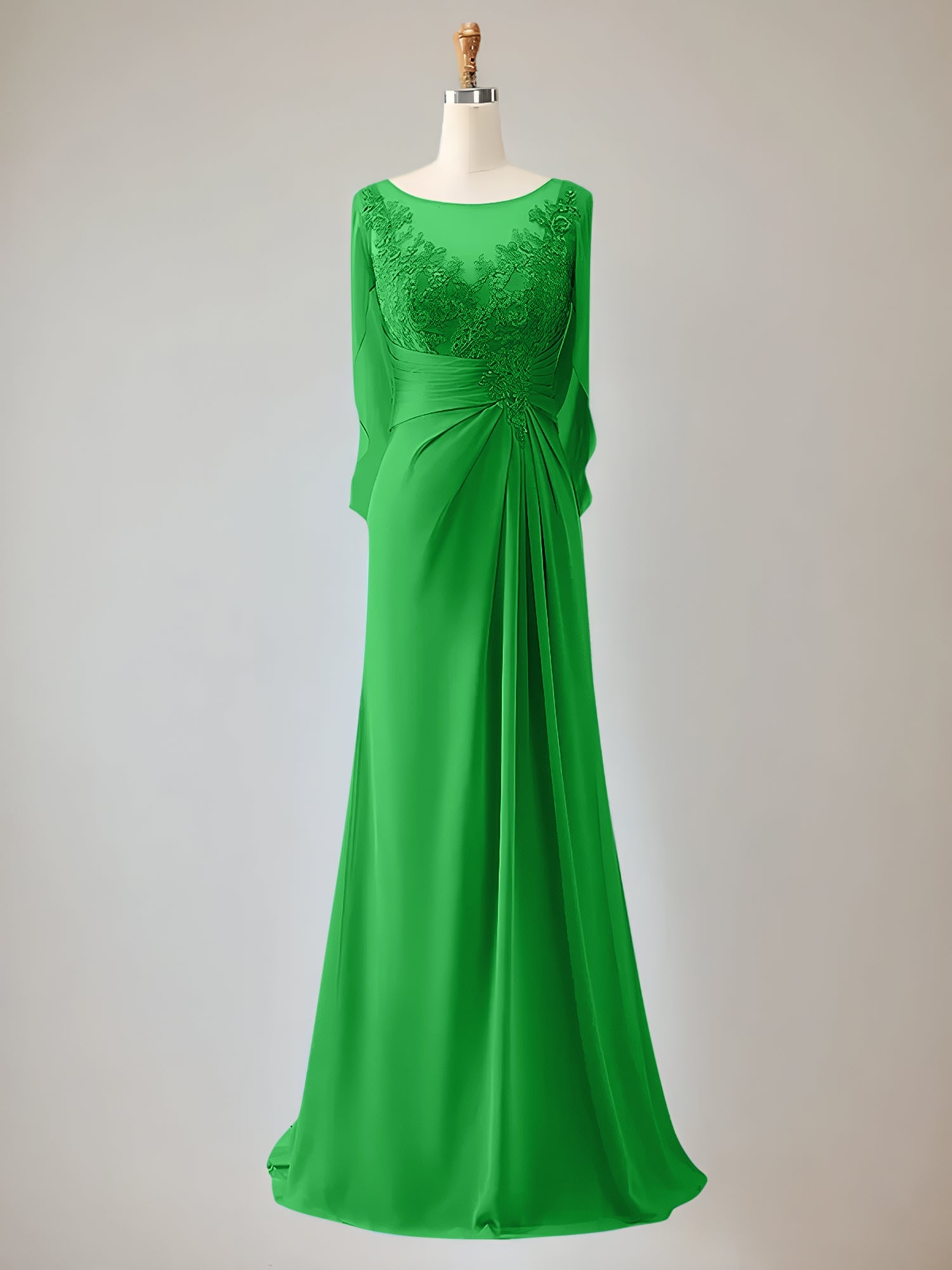 Trumpet/Mermaid Chiffon-Mutter-der-Braut-Kleid mit Rundhalsausschnitt, 1/2-Ärmeln und Perlenbesatz