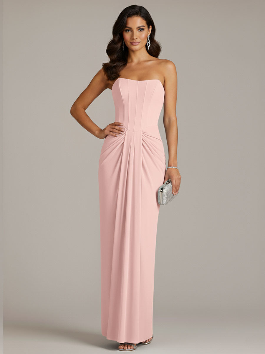 Green Sheath/Column Chiffon Off The Shoulder Sleeveless Floor Length Dresses