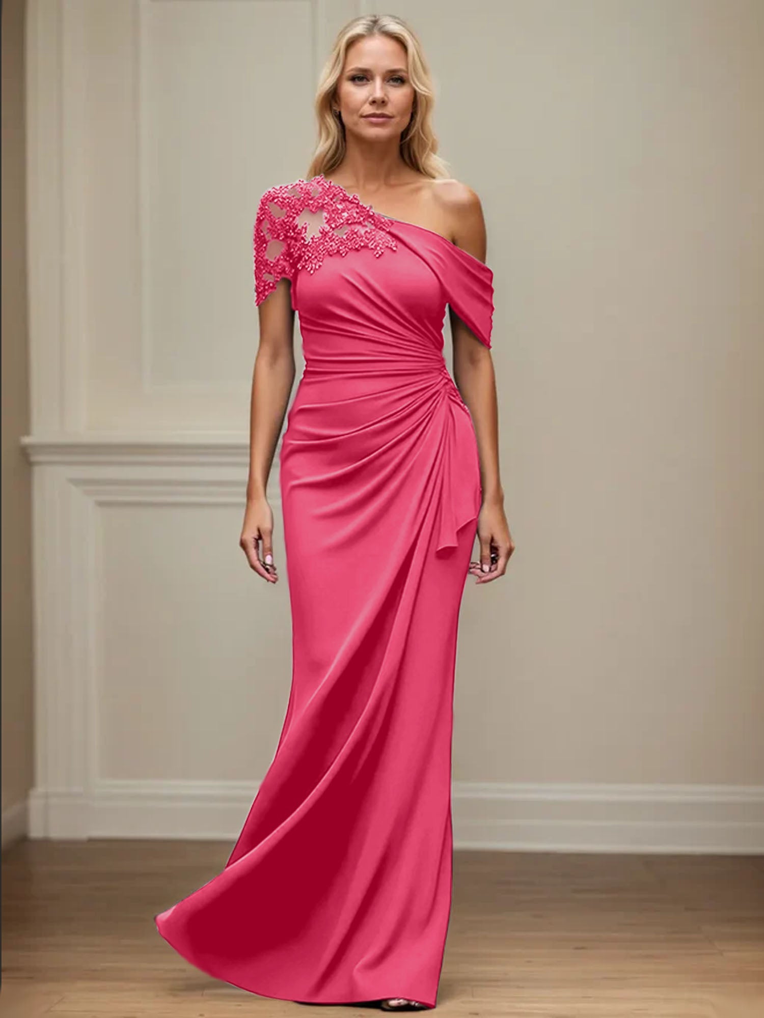 Trumpet/Meerjungfrau Mutter-der-Braut-Kleid mit asymmetrischem Schnitt und Applikationen