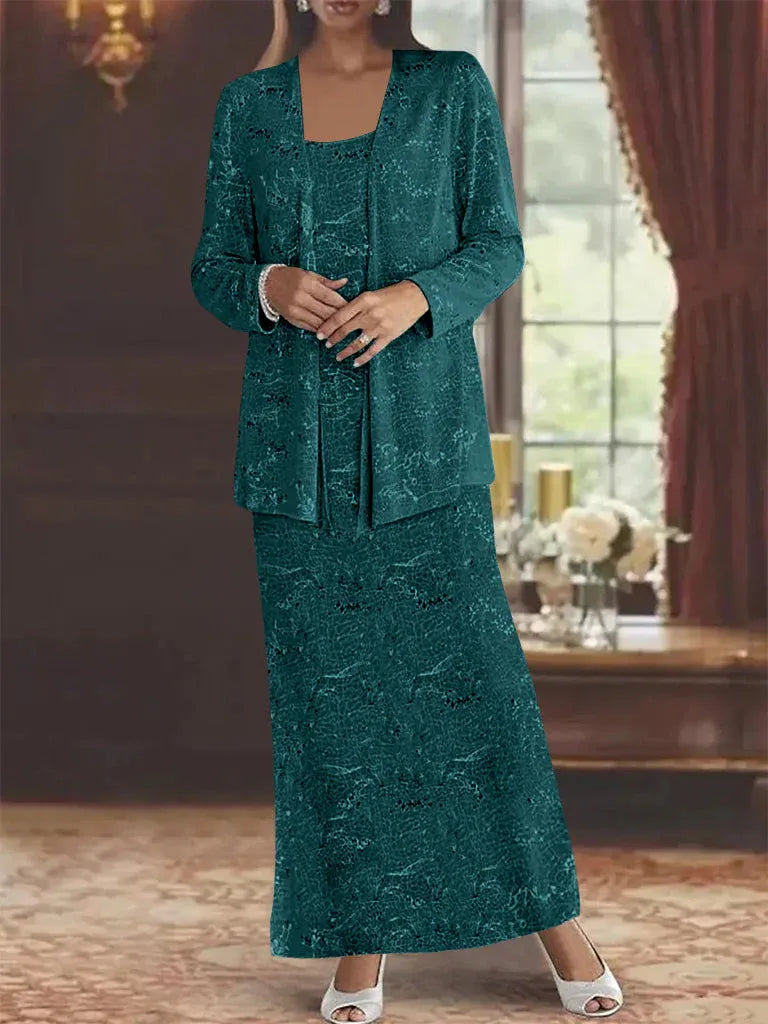 Chiffon-Brautmutterkleider mit Pailletten und Jacke