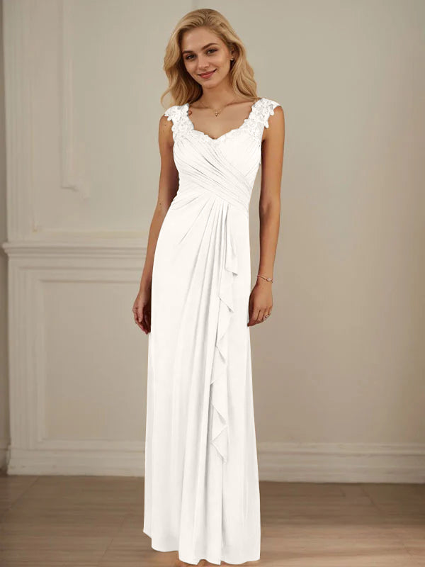 Champagner A-Linien Herzausschnitt Falten Mesh Kleid