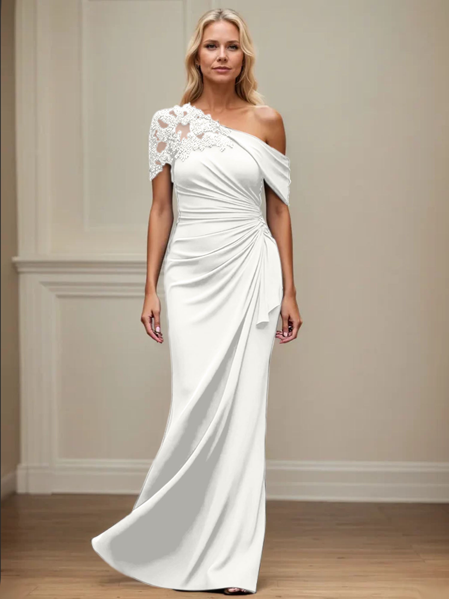 Trumpet/Meerjungfrau Mutter-der-Braut-Kleid mit asymmetrischem Schnitt und Applikationen
