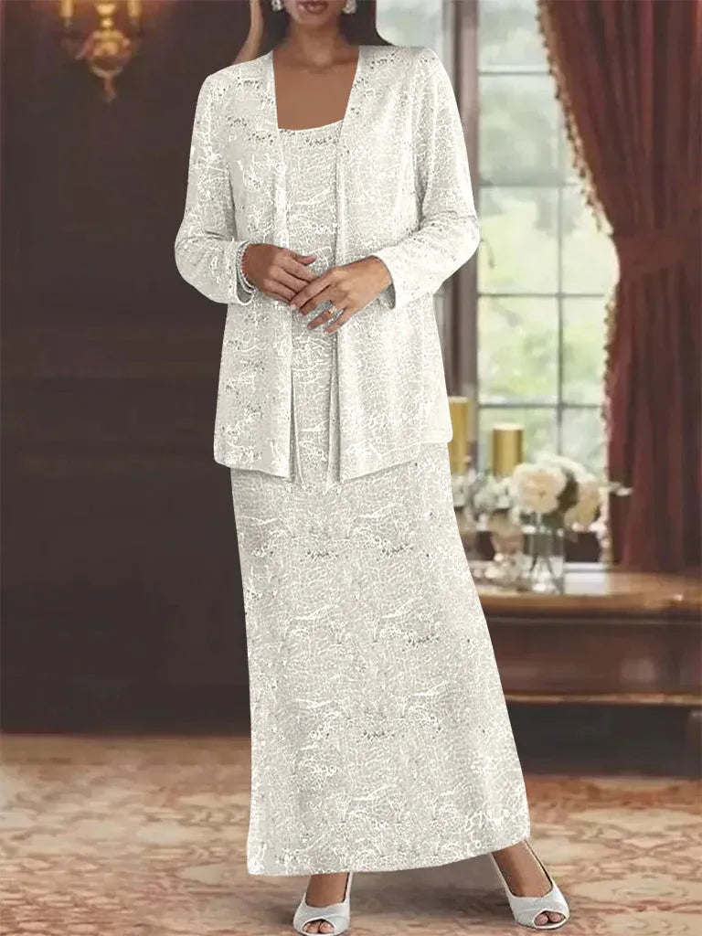 Chiffon-Brautmutterkleider mit Pailletten und Jacke