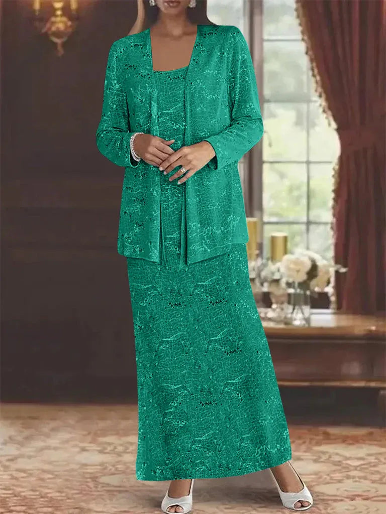 Chiffon-Brautmutterkleider mit Pailletten und Jacke