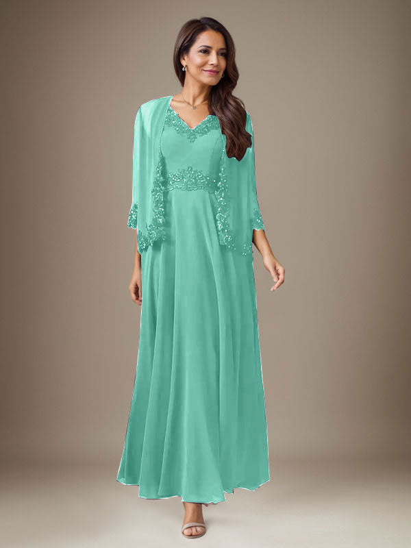 Pflaume A-Linie Pailletten Chiffon Kleid