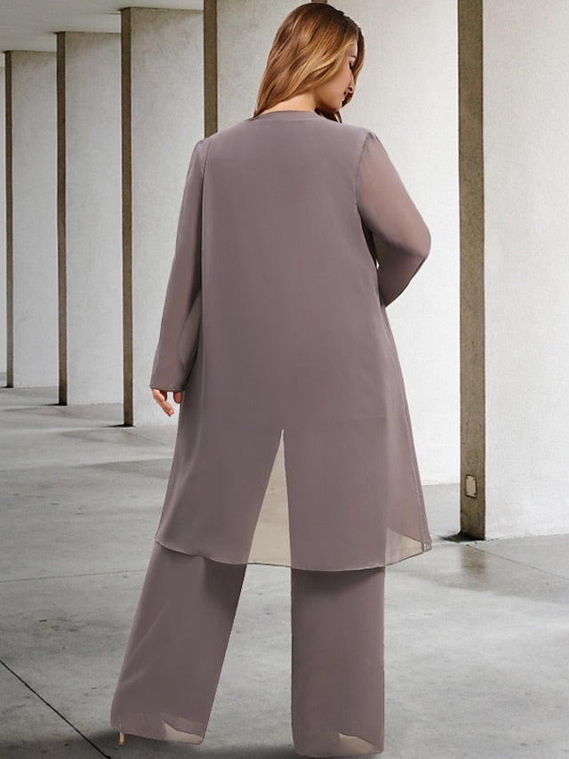 Chiffon Hosenanzüge für die Brautmutter mit Jacke