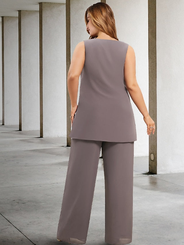 Chiffon Hosenanzüge für die Brautmutter mit Jacke