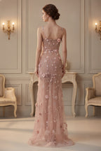 Floral Applique Spaghetti Strap Maxi Dress with Side Slit