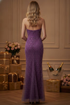 Scalloped Beaded Strapless Mermaid Dress with Bust Cutout