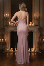 Shimmering Strapless Gown with Draped Corset Bodice