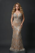 Beaded V-Neck Spaghetti Strap Mermaid Floor Length Evening Gown