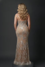 Beaded V-Neck Spaghetti Strap Mermaid Floor Length Evening Gown