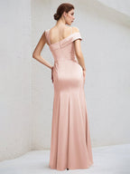 Pearl Pink Trumpet/Mermaid Satin Spaghetti Straps Sleeveless Floor Length Bridesmaid Dresses
