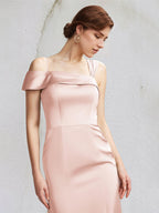 Pearl Pink Trumpet/Mermaid Satin Spaghetti Straps Sleeveless Floor Length Bridesmaid Dresses